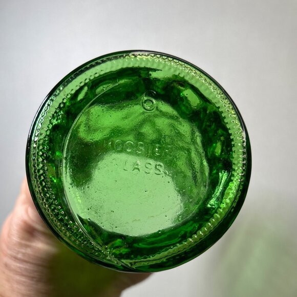 Vintage Hoosier Glass Vase Crinkle Textured Pattern Emerald Green 8.5'' Tall - Picture 2 of 4
